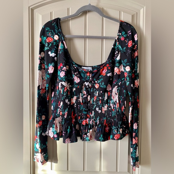 Paco Rabanne Black Rose Garden Pleated Bustier Top - Picture 6 of 12